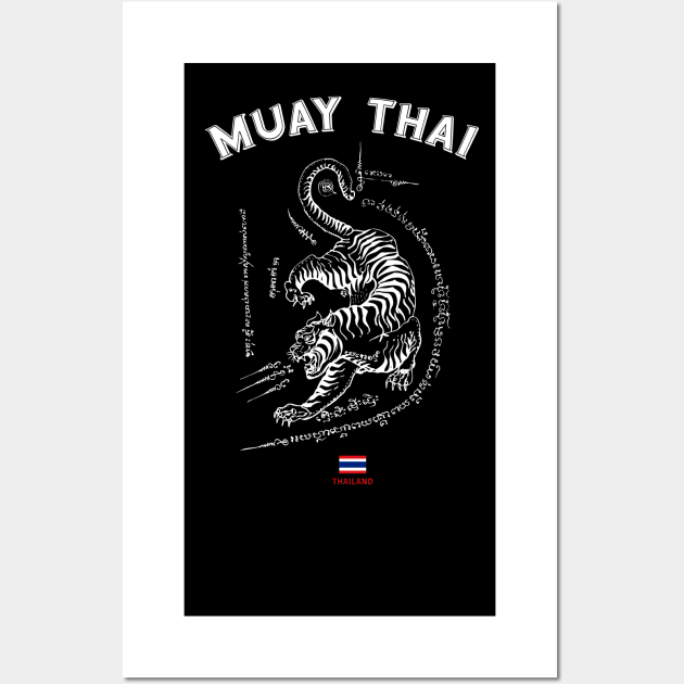 Muay Thai Tiger Sak Yant Tattoo Kickboxing Thailand Wall Art by VintCam